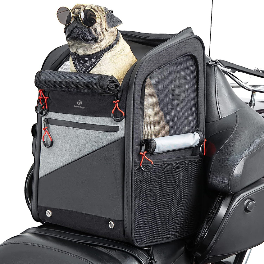 Motorcycle Dog/Cat Carrier Bags, Upgraded Pet Carriers Portable Load Capacity for Street Glide Road King with Passenger Seat Touring Pet Bag RJ206106
