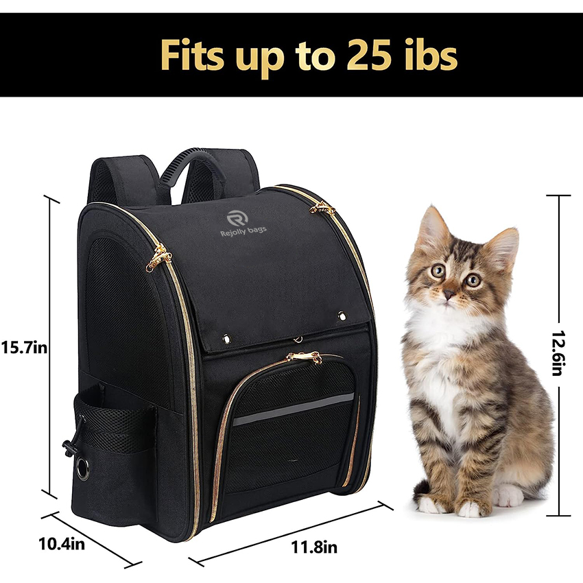 Pet Backpack Carrier,Two-Sided Entry with Bottom Support, for Dogs and Cats up to 25 lbs,Cat Backpack Collapsible for Travel, Hiking Pet Bag RJ206109