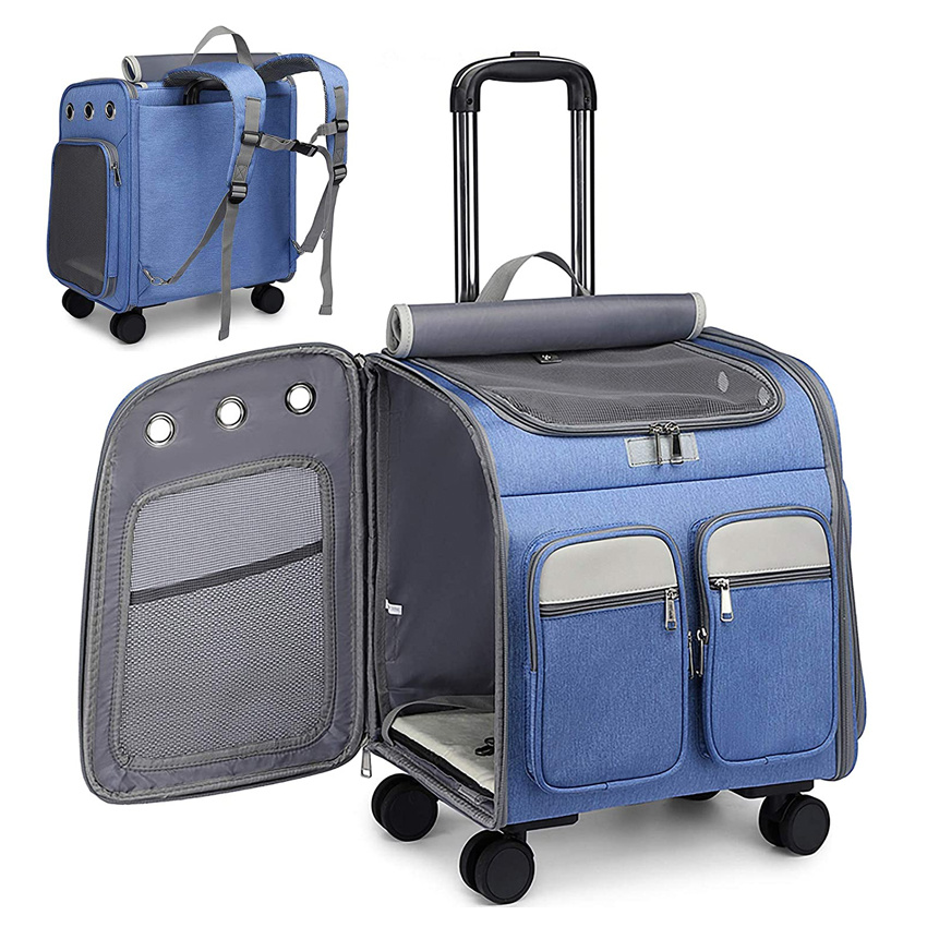 Comfort Rolling Wheels Pet Bag Carrier Ventilation Dog Supplies Storage Backpack