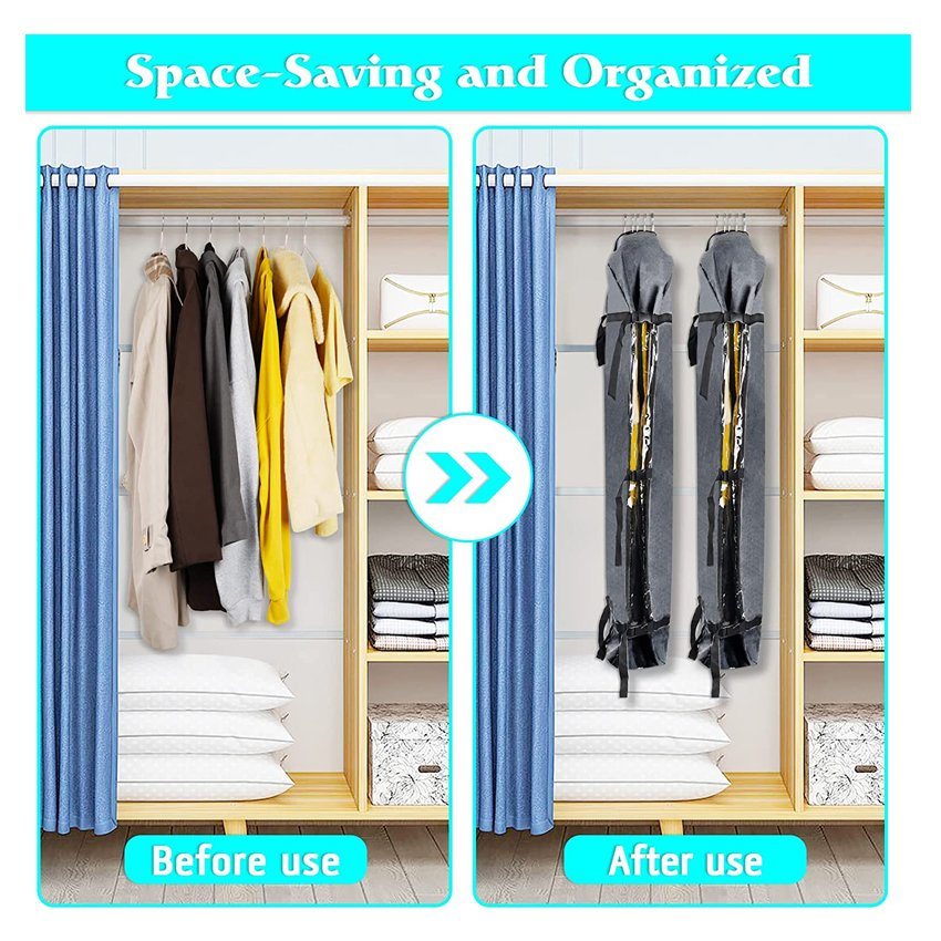 Heavy Duty Portable Foldable Garment Bags for Travel Hanging Clothes Storage with Clear Window
