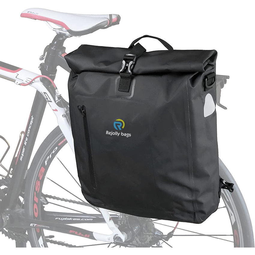 Bike Pannier Bag and Backpack Waterproof Rear Bicycle Bag, Safety Reflective Spots, Backpack Straps Bicycle Bag