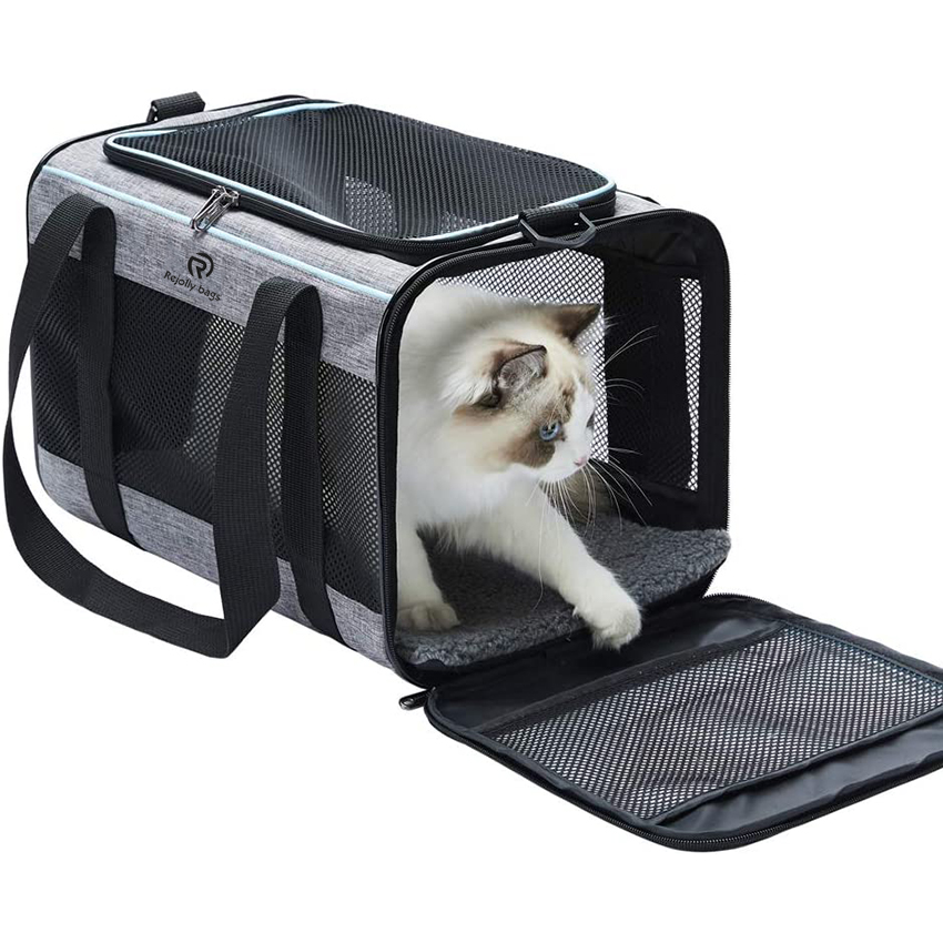 Carriers Soft-Sided Mesh windows Large Space Independent Space Pet Carrier for Cats Pet Bag RJ20689
