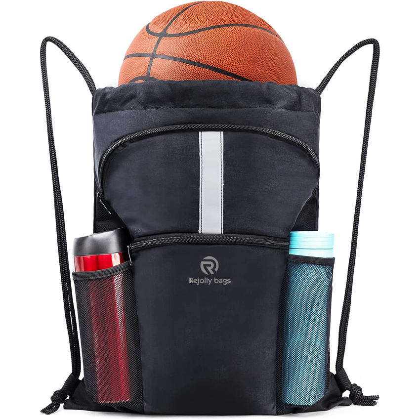 Sports Gym Bag With Shoe Compartment & Mesh Pockets Water Resistant String Ball Bag RJ196132