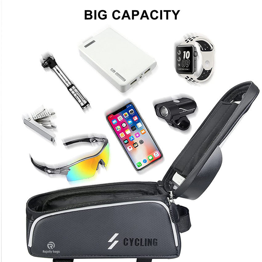 Bike Handlebar Waterproof Phone Mount Bag Top Tube Phone Pack Cycling Phone Pouch Accessories for Phone Below 6.5" Cycling Bag
