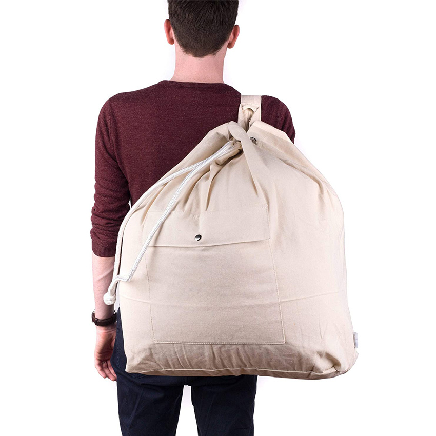 Oversized Laundry Canvas Backpack Waterproof Washing Laundry Bag for Bedroom Bathroom