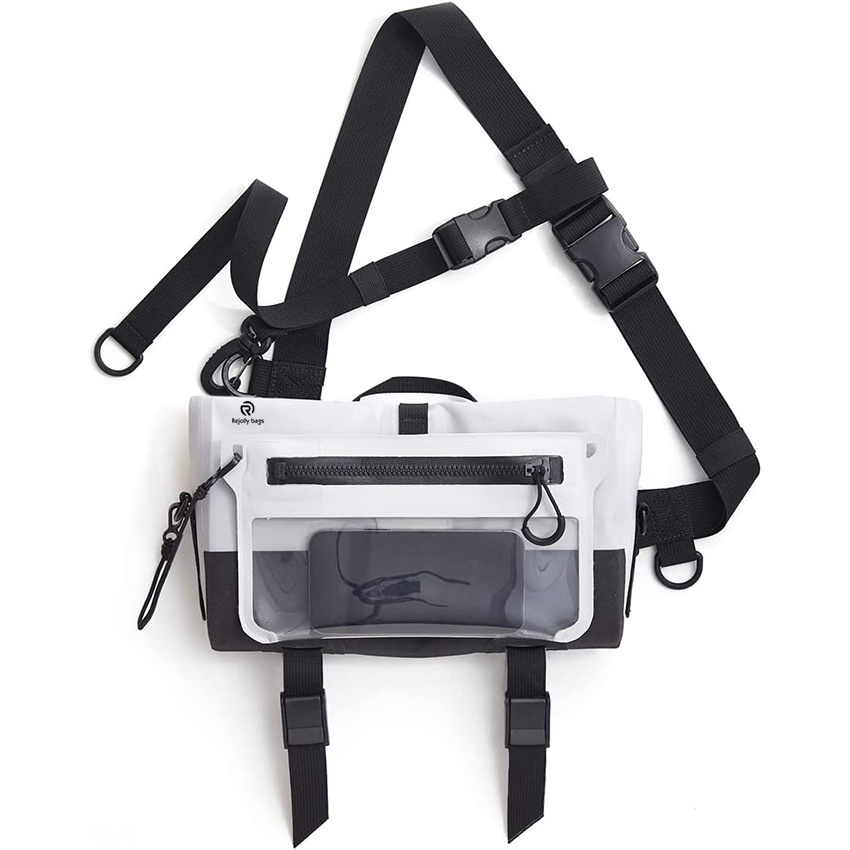 Black & White Waterproof Sling Phone Bag with Adjustable Straps for Outdoor Activities and Urban Daily Life