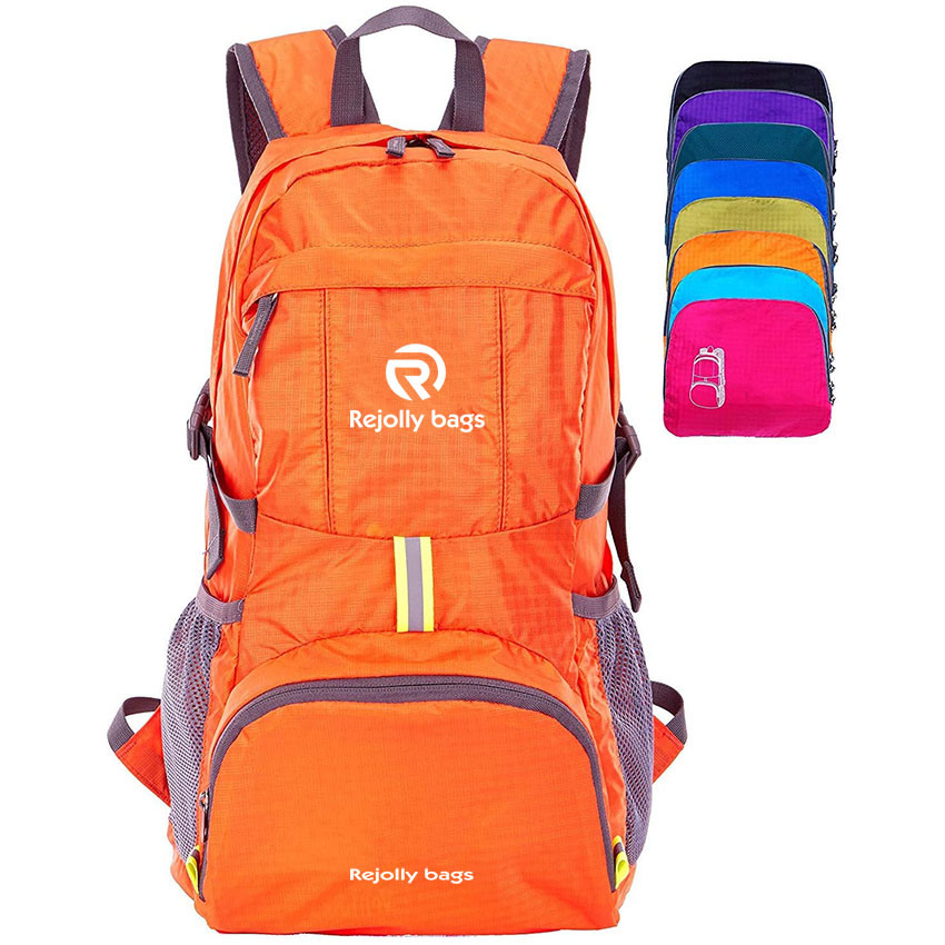 Hot Sale Lightweight Packable Durable Travel Hiking Backpack Orange Daypack