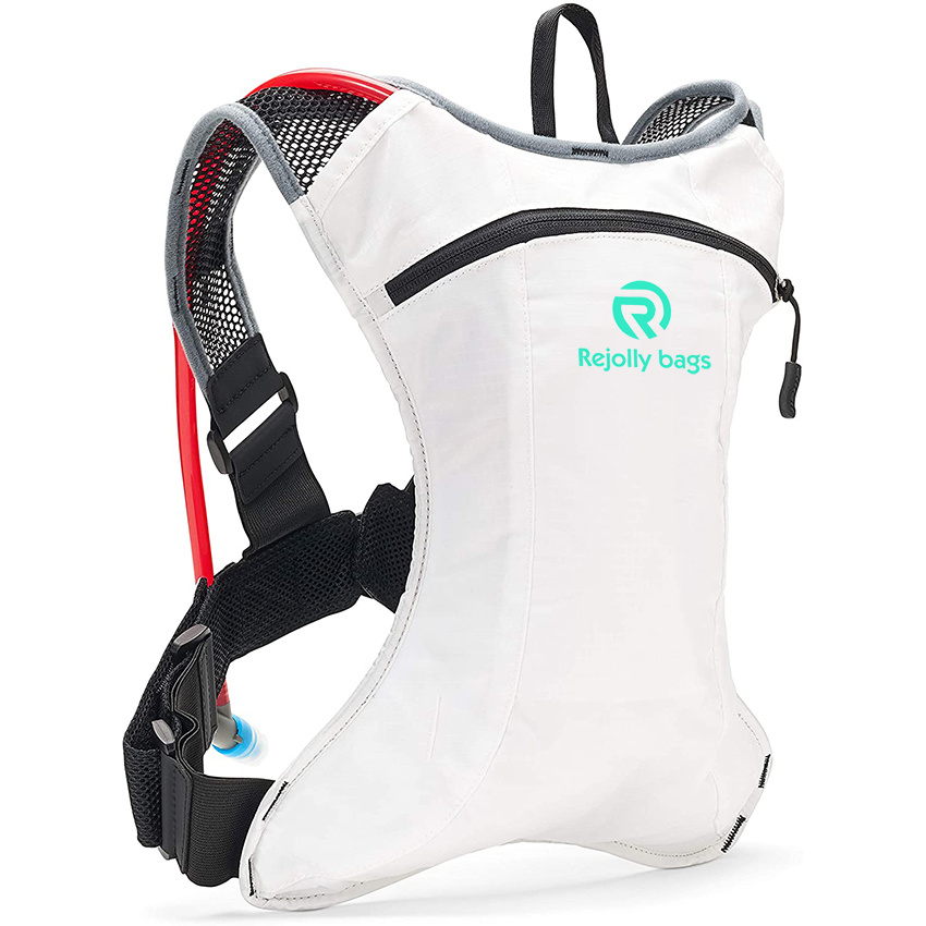 Hydration Pack with 2.0L/ 70 Oz Hydration Bladder, White. Bounce Free. for MTB, Mountain Bike Marathon Racing Hydration Backpack