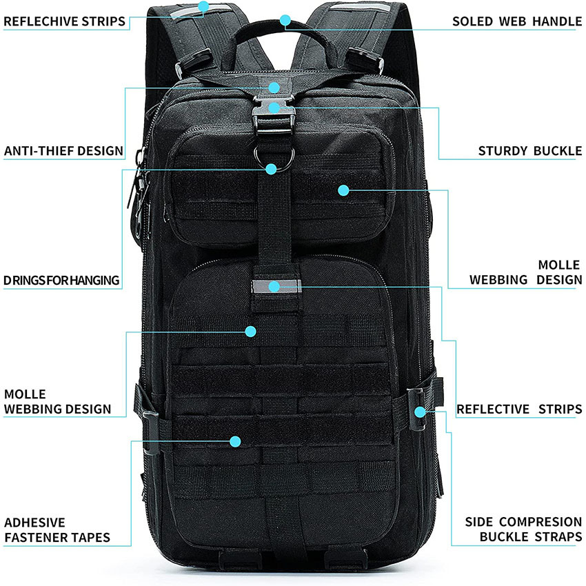 Military Style 30L Outdoor Tactical Duffel Bag Backpack Army Assault Rucksack Backpack Multifunctional Outing Bag, for Hunting, Hiking, Camping, Trekking Bag