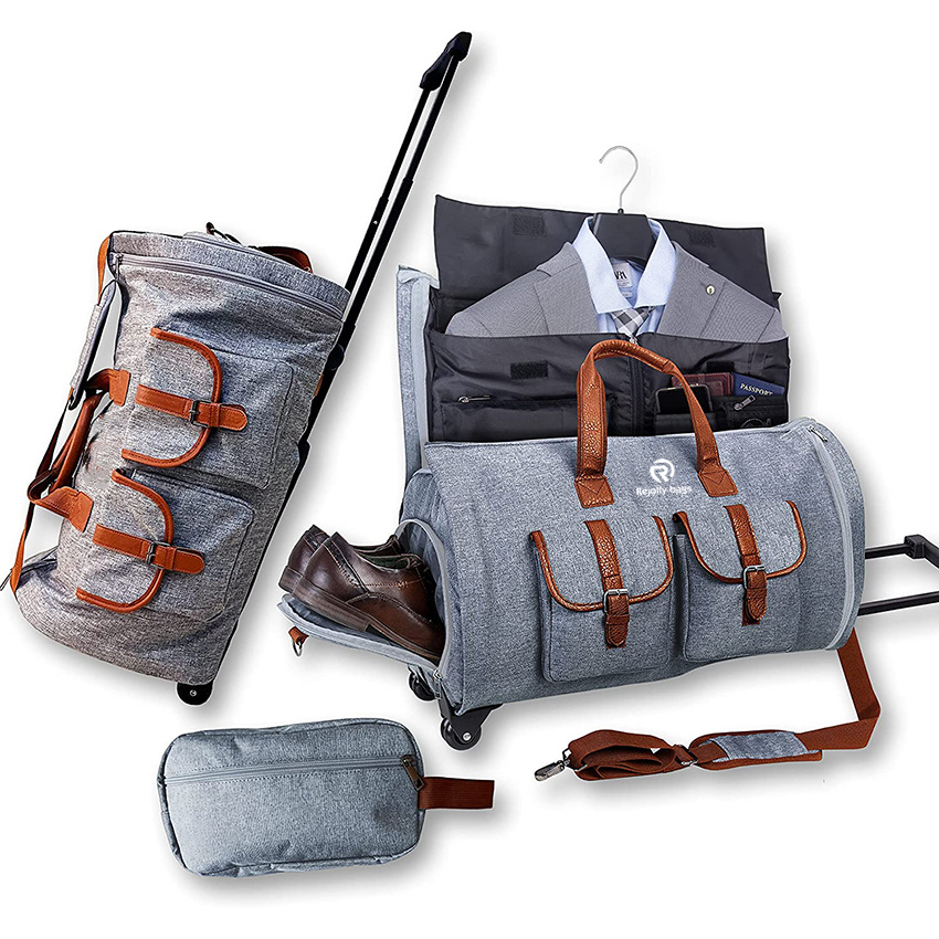Large Trolley Duffel Suit Bag Expandable Rolling Garment Shoe Compartment Includes Toiletry Bag