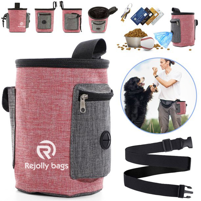 Multi-Purpose & Portable Puppy Treat Pouch, Adjustable Waistband & Poop Bag Dispenser, 2 Sizes Dog Training Pouch for Walking, Hiking Pet Bag
