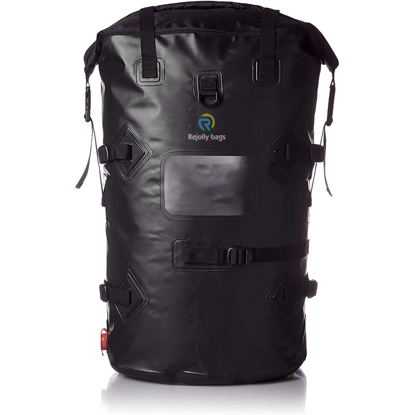 Waterproof Outdoor Black Backpack Heavy Duty Roll-Top Closure Dry Bag RJ228390
