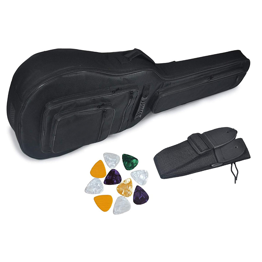 41 Inch Acoustic Guitar Padded Gig Bag with 6 Pockets, Pick Sampler and Guitar Strap