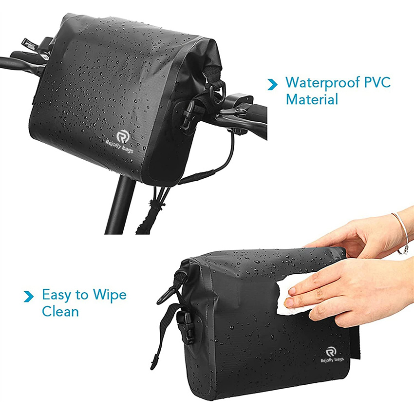 Waterproof Bicycle Handlebar Bag Rolltop Closure Large Capacity Front Bag with Adjustable Shoulder Strap Accessories Humanized Design Bike Bag