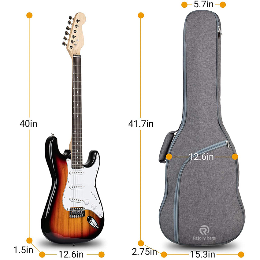 Padded Electric 0.35in Padding Dual Adjustable Shoulder Strap Electric Guitar Case