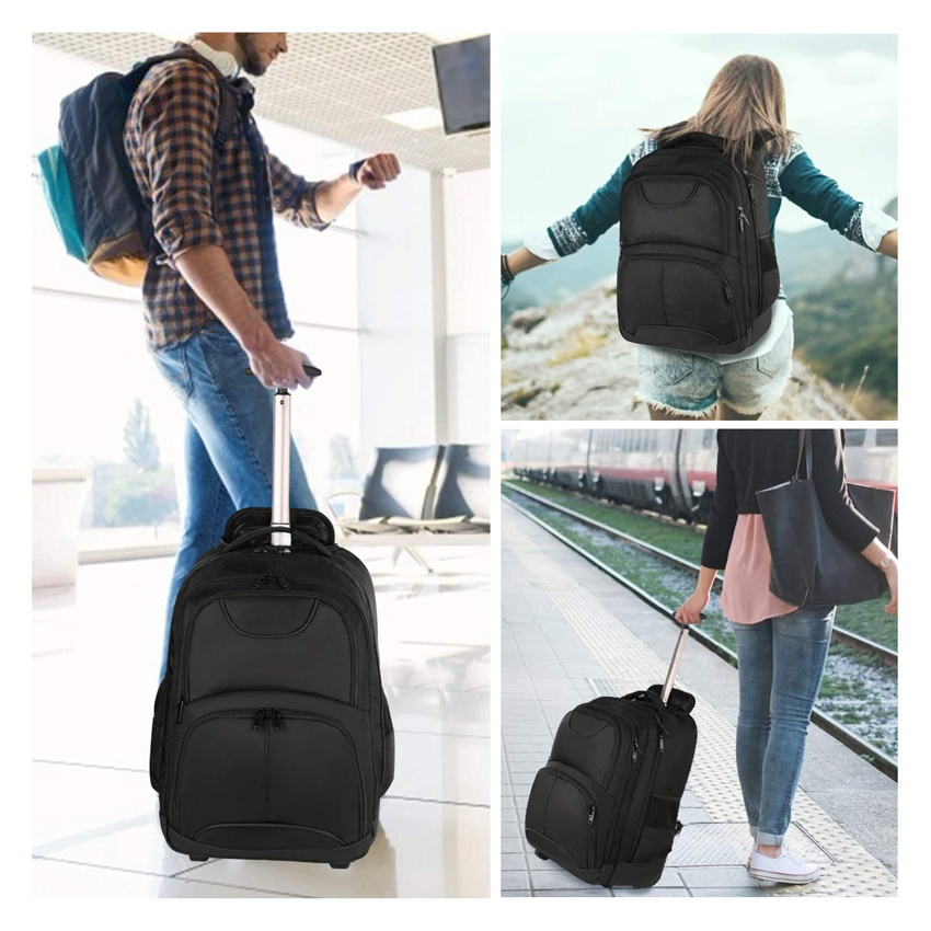 Luggage Backpack Compact Business Backpack with Wheels Student Rolling Laptop Bag
