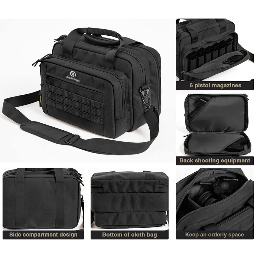 Military Style Gun Bag Range Bag Pistol Case Gun Case Magazine Lockable Double Layer Explosion Proof Zipper Pair Pistol Soft Carrying Bag