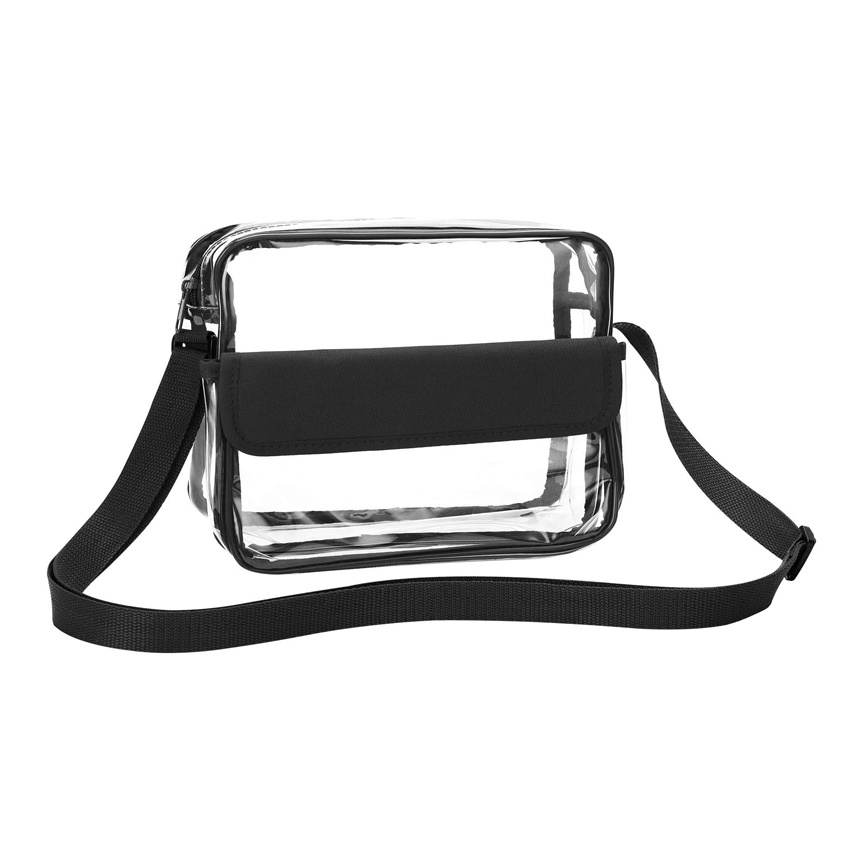 Clear Crossbody Messenger Shoulder Bag with Adjustable Strap, Concert Stadium Approved Clear Purse for Women
