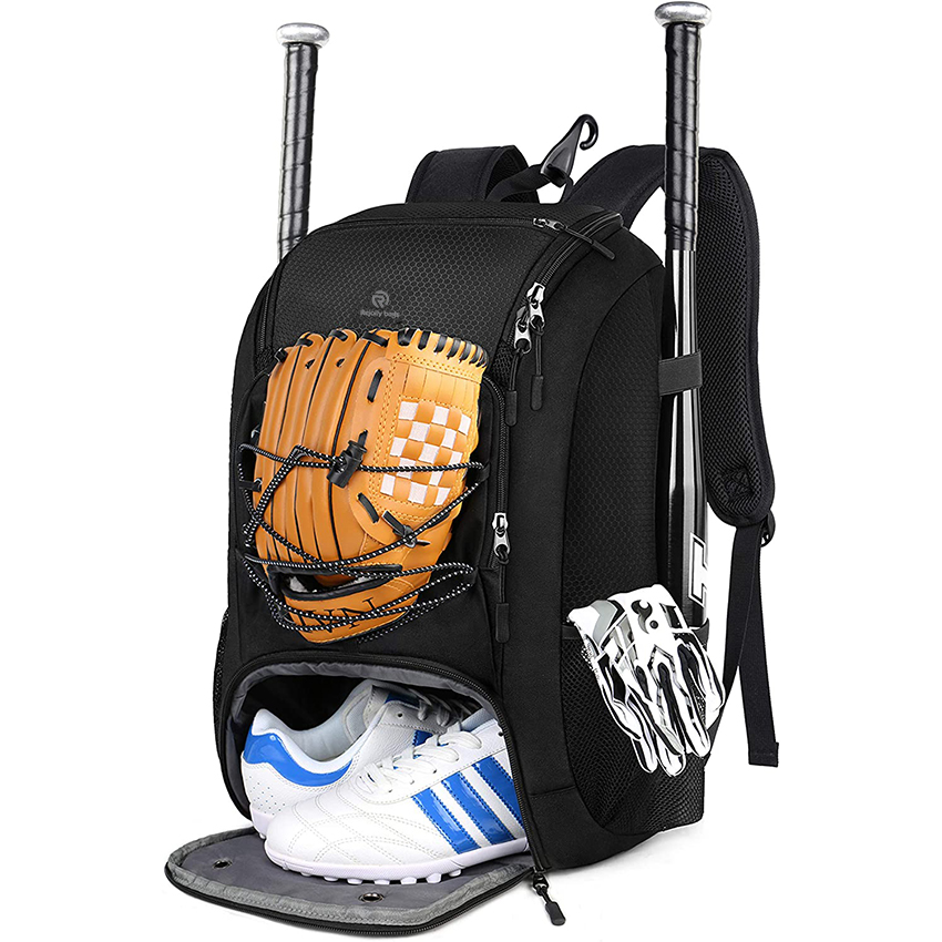 Softball Bat Bag with Shoes Compartment for Youth, Boys and Adult, Lightweight Baseball Bag with Fence Hook Hold TBall Bat, Batting baseball Bags RJ19649