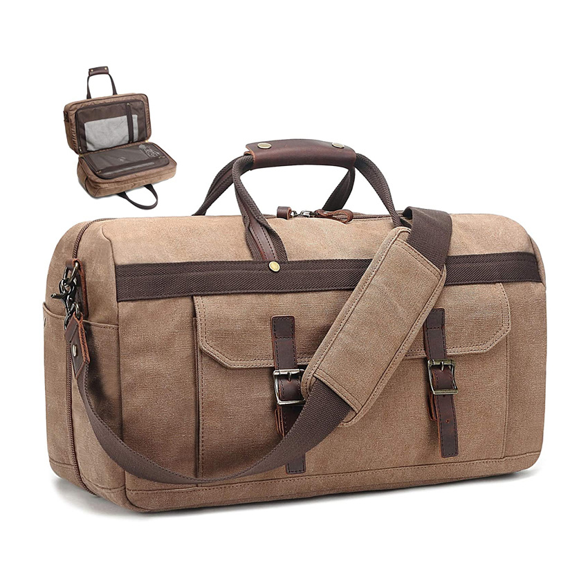 Men Duffle Bag Super Durable Wear Resistant Canvas Luggage Bags Retro Traveling Tote Bag
