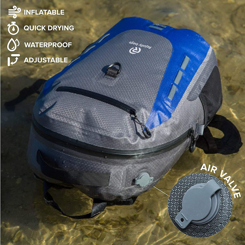 Waterproof Backpack - Submersible, Inflatable, Floating Durable Nylon Dry Bag with Airtight Zipper for Kayak, Fishing, Boating, Hiking Bag