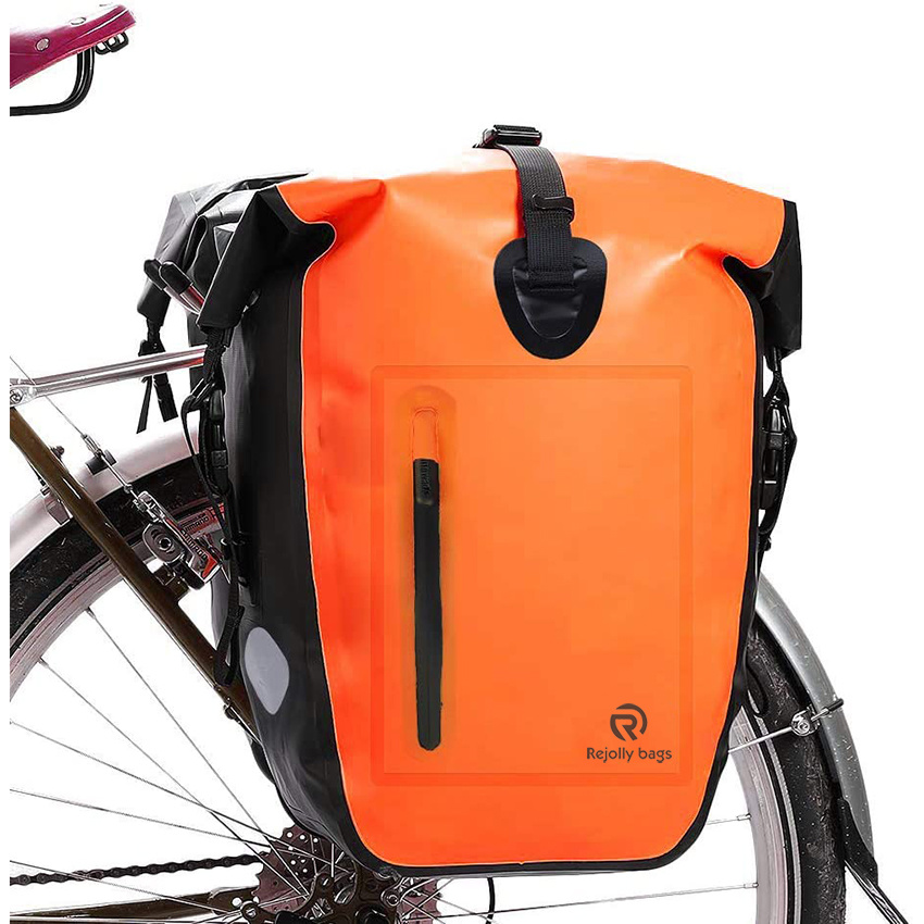 25L Pannier Bag Waterproof Extensible Bicycle Rear Seat Bag Shoulder Bag with Rain Cover for Riding Cycling Bicycle Bag