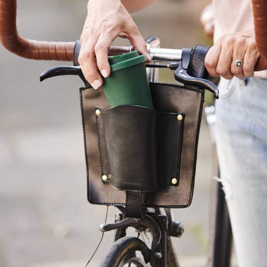 Leather Detachable Bike Front Hanging Bag Water Bottle Bicycle Pack
