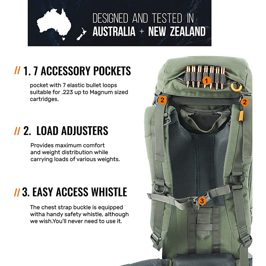 Hunting Backpack Internal Frame Hiking Backpack Waterproof Daypack for Extendable 40L+/80L+ Capacity Bag