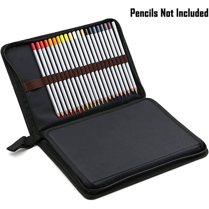 Canvas Zippered Colored Pencil Case-Super Large Capacity 72 Slot Pencil Bag Pouch for Watercolor Pen Bag RJ21654