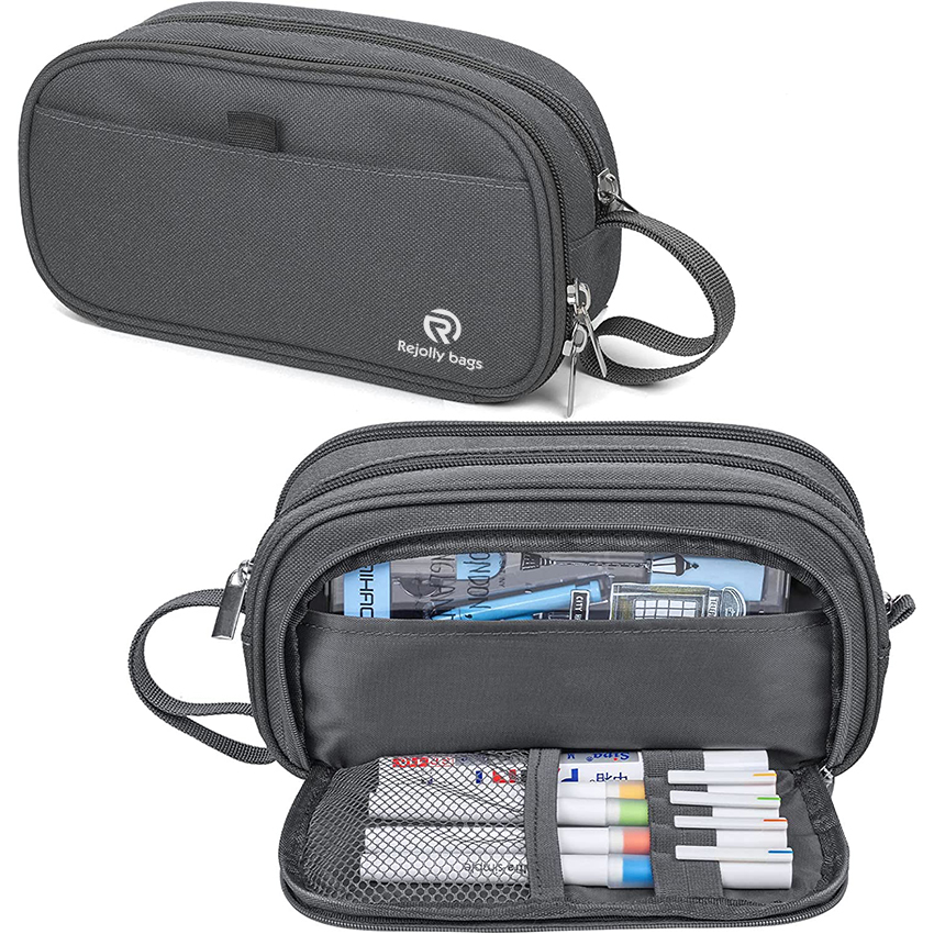 Large Capacity Pencil Case Compartments Portable Canvas Portable Storage Pen Pouch Holder for Office College School Pen Bag RJ21657