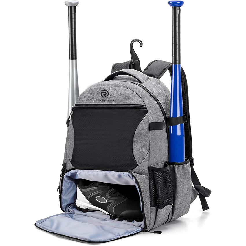 Baseball Backpack with Separate Shoe Space, Softball Bat Bag Holds Up To 4 Bats, Hence Hook And Multi Pockets for Essentials Baseball Bags RJ19650