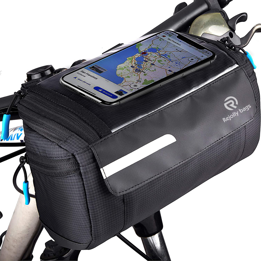 Bike Handlebar Bag Waterproof Touchscreen Phone Holder, 4-Layer Protection Handlebar Bags for Bicycles Pouch for Handlebars, MTB, Road, Mountain Cycling Bag