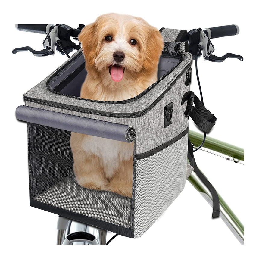Dog Bike Bag Collapsible Dog Bike Carrier 15 Lbs Soft-Sided Dog Basket for Bike