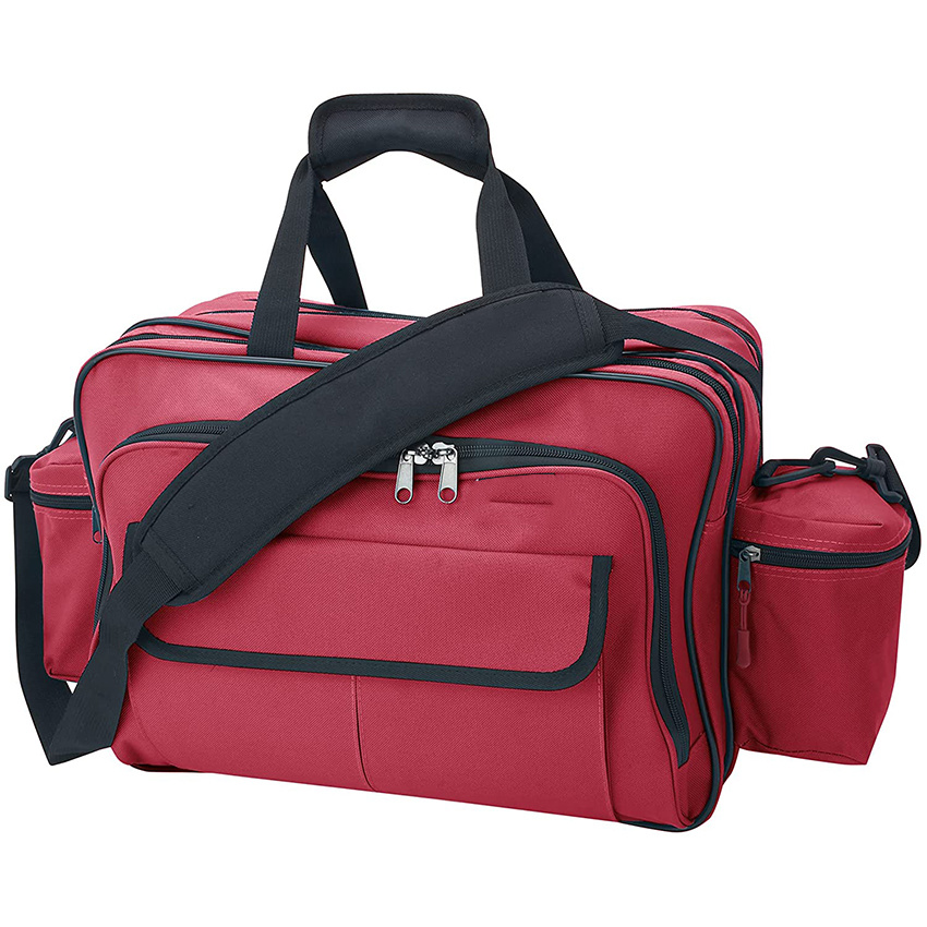Physician Nurse Medical Equipment Bag Lockable Zippers Adjustable Straps Reinforced Bottom