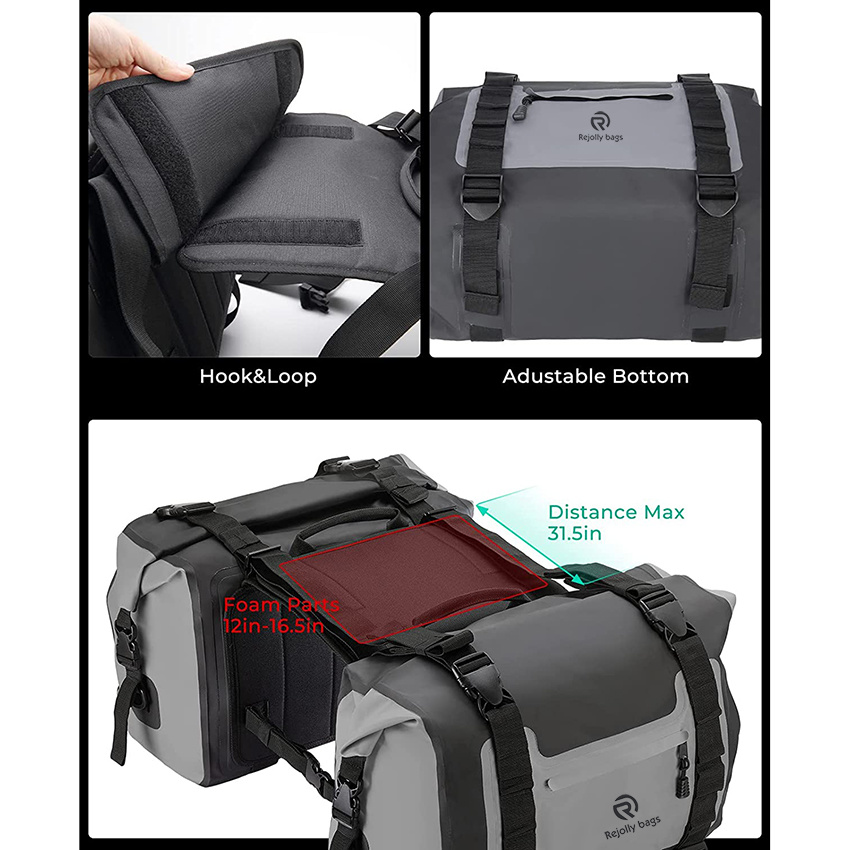 Waterproof Saddle Bags Side Bags for Motorcycle Mortorbike Travel, 50L Detachable Bags Reflective Design Motorbike Bag