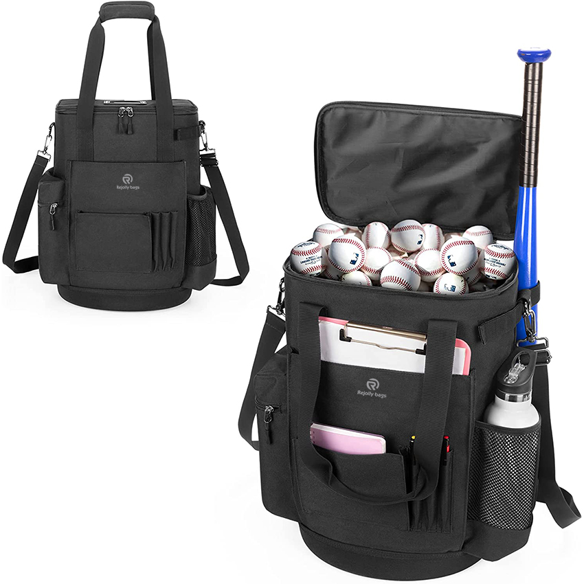 Ball Bucket Bag with Large Capacity, Baseball Coach Bag with Anti-Slip Bottom, Softball Ball Bag with Large Space for Bat, Gloves Baseball Bags RJ19664