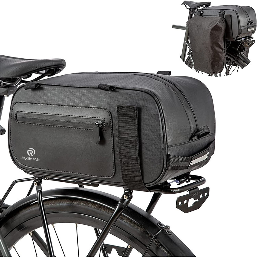 Storage Pannier Saddle 26L Multifuction Rear Bike Cargo Rack Bags with Reflective Strips Waterproof Travel Accessories Expandable Luggage Bike Trunk Bag