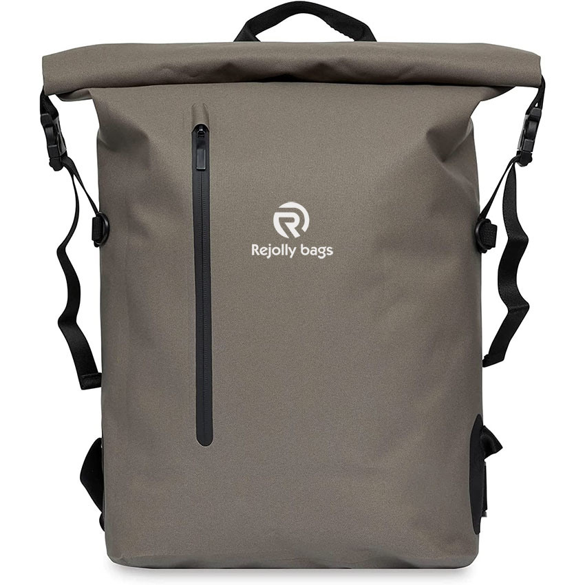 Waterproof Laptop Rolltop Backpack Water Resistant Travel Rucksack Casual Daypack for Outdoors Brown Bag