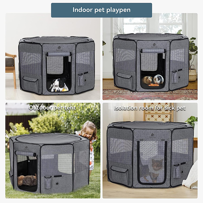 Portable Dog Playpen for for Large Dogs/Cat/Rabbit/Chick, with Water Bottle Holder and Carrying Case, for Travel/Indoor/Outdoor Use Pet Bag RJ206108