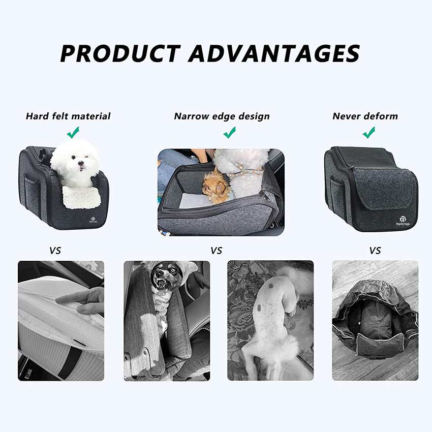 Dog Car Seat Center Console Car Seat for Small Pets Portable Booster Seat Cats and Dogs Travel Bags Fully Detachable and Washable Front Seats Pet Bag RJ20697