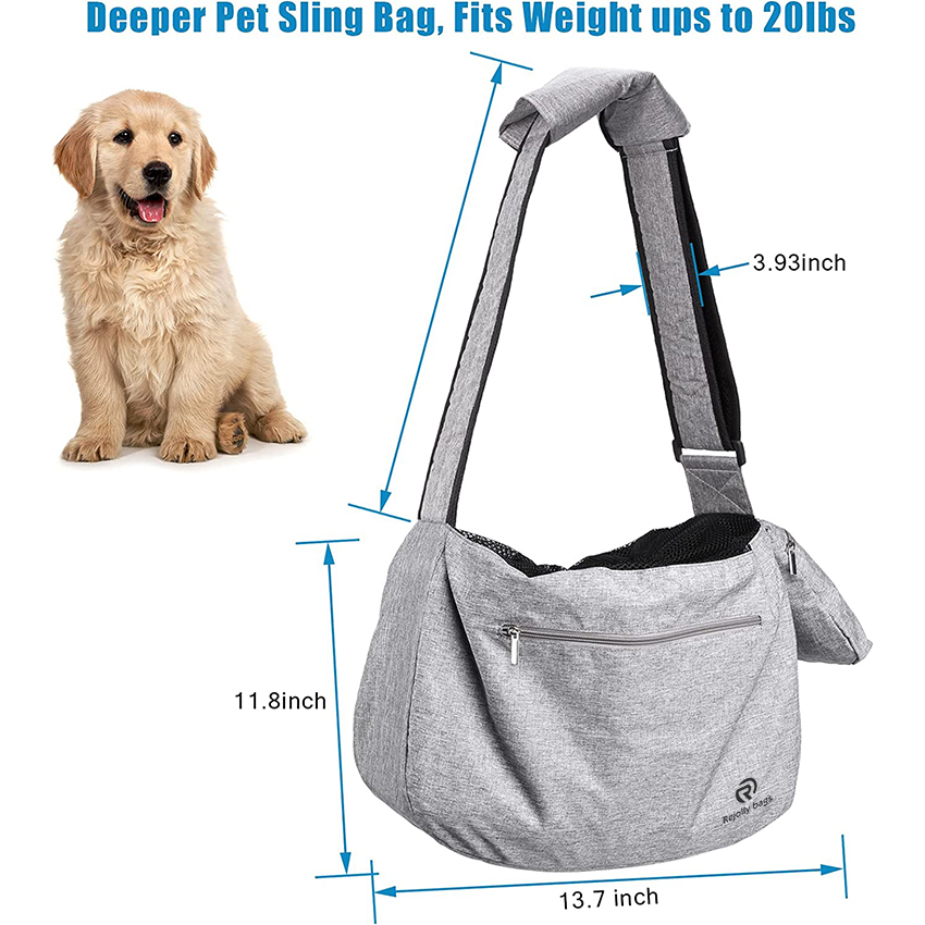 Extra-Large Dog/Cat Sling Carrier Reversible and Hands-Free Dog Bag with Adjustable Strap and Pocket Shoulder Pad for Outdoor Travel Hiking Pet Bag RJ206110