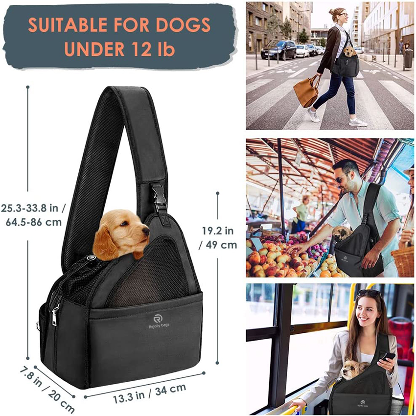 Hard Bottom Support and Hands Free Papoose Puppy Travel Bag Tote, Breathable Mesh Adjustable Padded Strap Pocket Safety Belt Pet Bag RJ206112