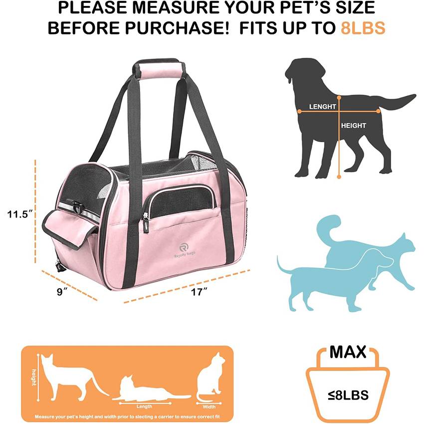 Soft-Sided Kennel Pet Carrier for Small Dogs, Cats, Puppy, Airline Approved Cat Carriers Dog Carrier Collapsible, Travel Handbag Pet Bag RJ206105
