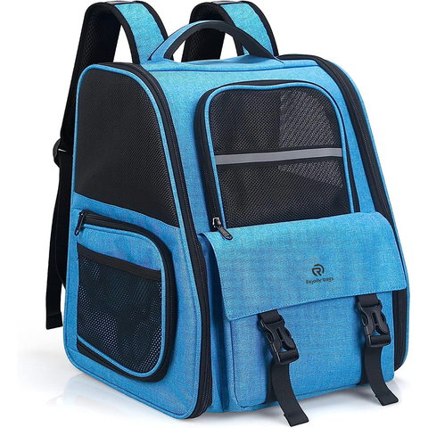 Waterproof Cat Pet Backpack for Medium Small Cats and Dogs 20 lbs with Bottom Support Two Way Entry Cat Backpack Carrier for Travel Pet Bag RJ206114