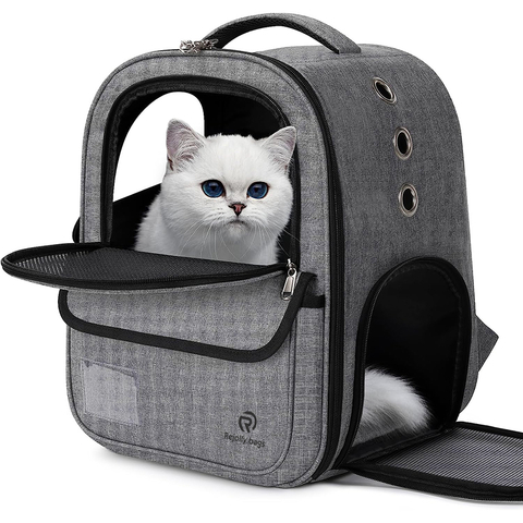 Cat Backpack Carrier for Cats and Puppies, Small Dog Backpack Carrier with Breathable Mesh Travel Camping Outdoor Pet Bag RJ206120