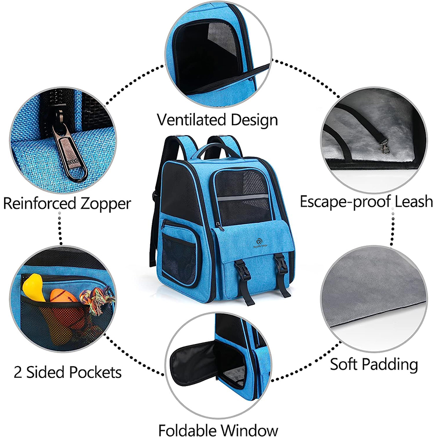 Waterproof Cat Pet Backpack for Medium Small Cats and Dogs 20 lbs with Bottom Support Two Way Entry Cat Backpack Carrier for Travel Pet Bag RJ206114