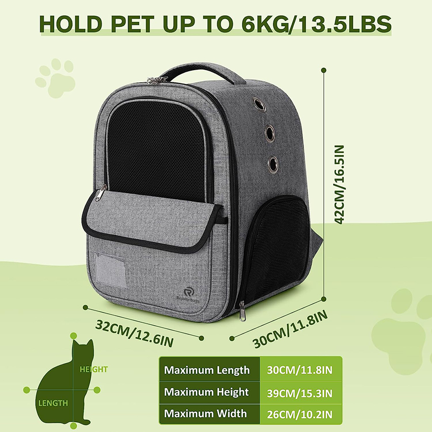 Cat Backpack Carrier for Cats and Puppies, Small Dog Backpack Carrier with Breathable Mesh Travel Camping Outdoor Pet Bag RJ206120