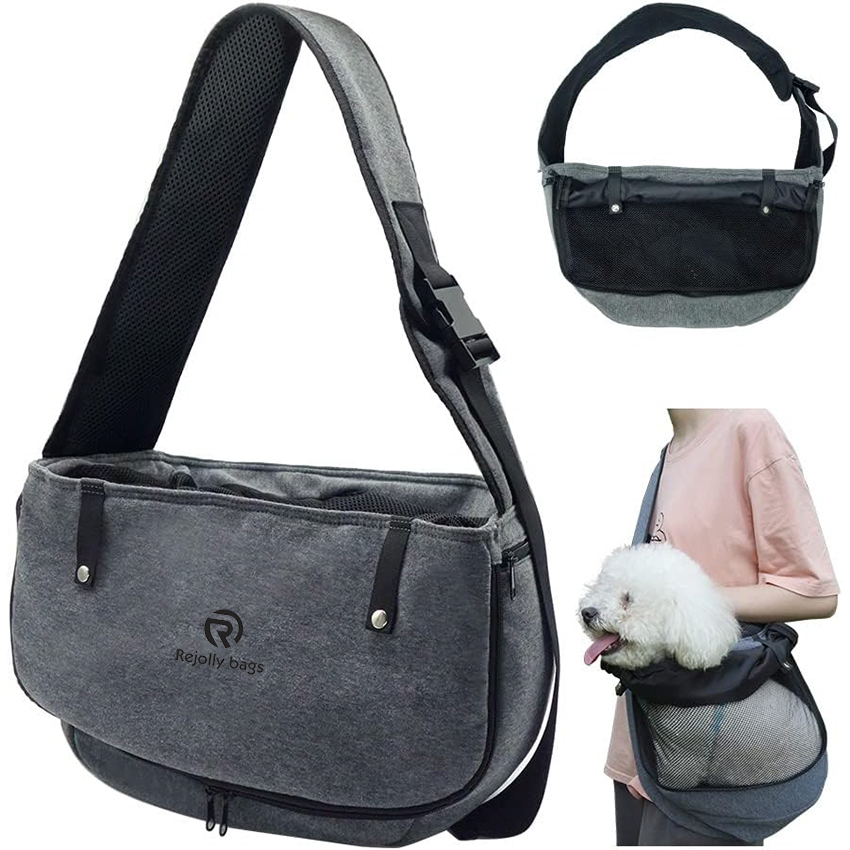 Dog Sling Carrier Puppy Carrier Openable Breathable Mesh Hands-Free Small Dog Carry Travel Bag Large Space Pet Carrier for Outdoor Hiking Pet Bag RJ20696