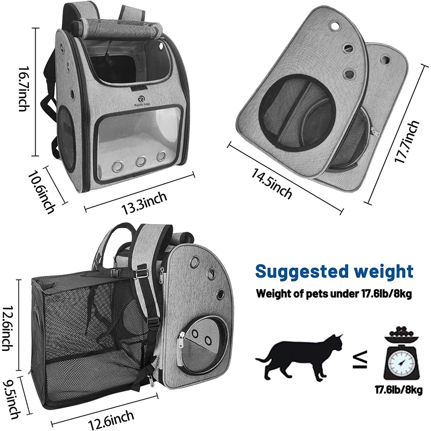 Foldable Cat Travel Backpack Carrier Pet Travel Bag Carrier Airline Approved Expandable Small Pet Carrier Pet Bag RJ20699