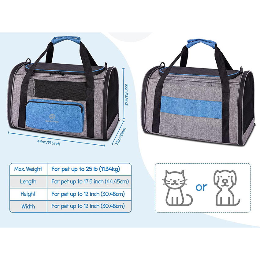 Carrier for Large Cats 20 lbs, Soft-Sided Pet Carrier for Small Dogs Medium Cats Under 25 lbs, Puppy Travel 4 Ventilated Windows Pet Bag RJ206123
